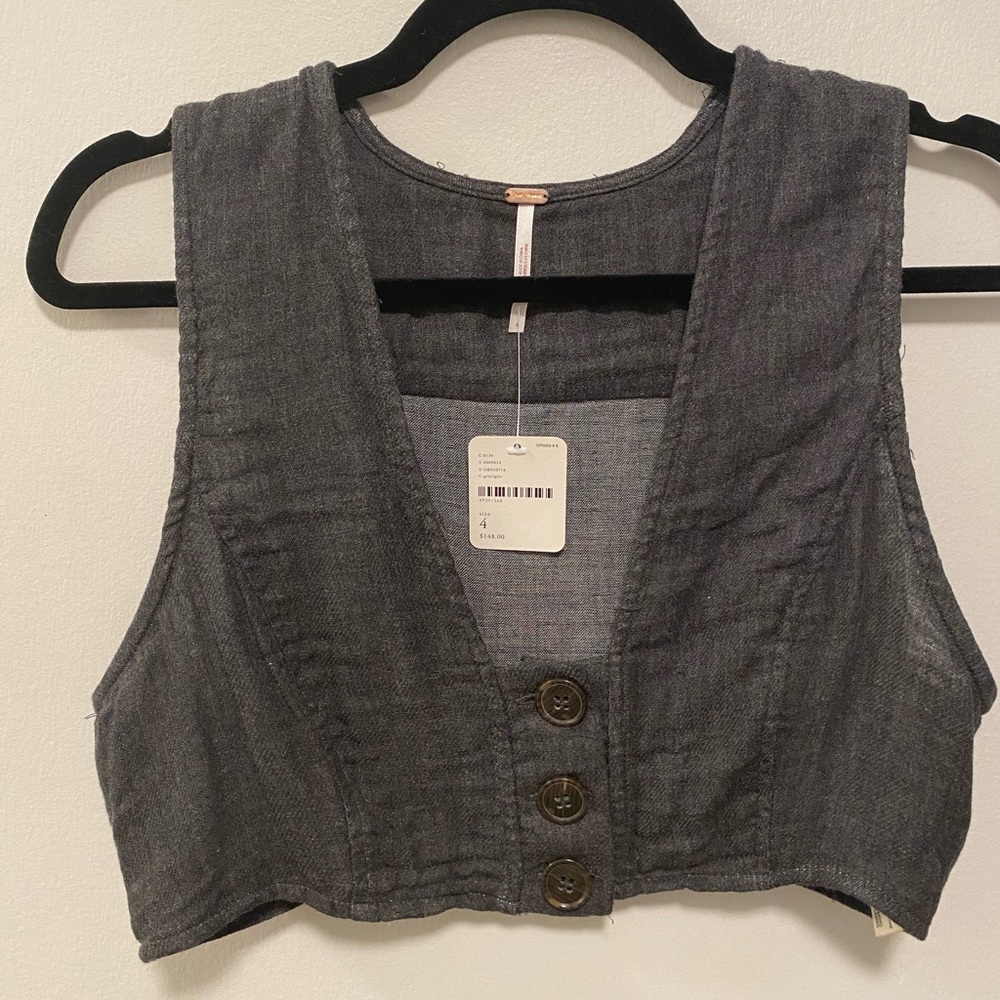 NWT Free People Cropped Button Tank Top Size 4